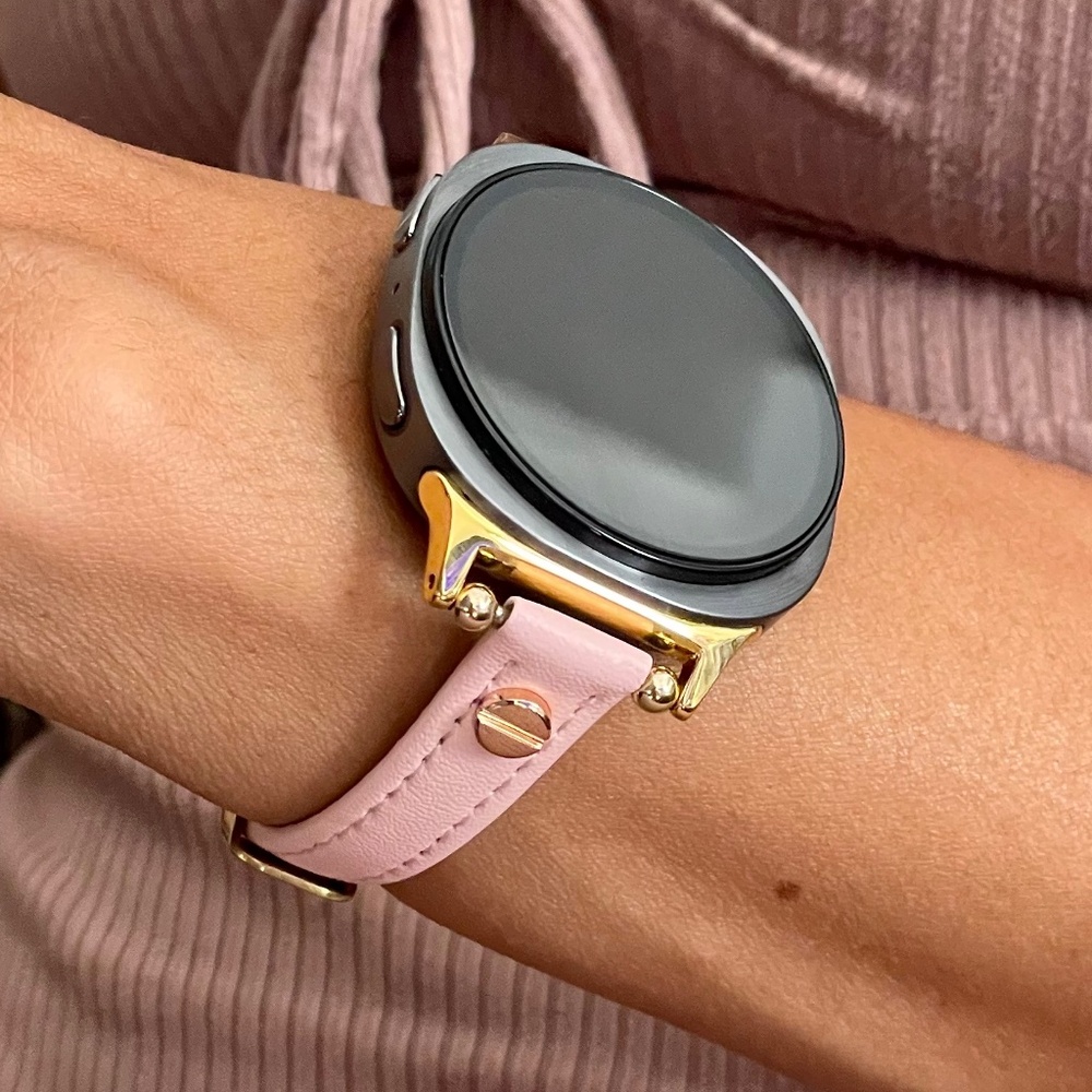 Galaxy Watch 8 Band Slim Leather Strap Bracelet, Adjustable 5.5" - 7.5"